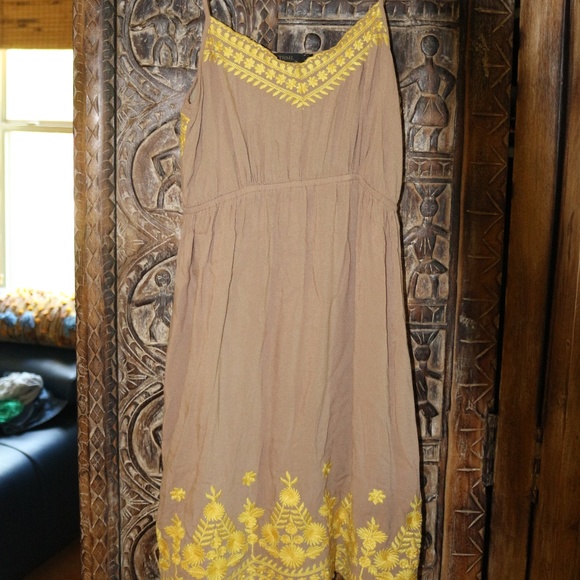 Tan Dress with Yellow Details Size Small